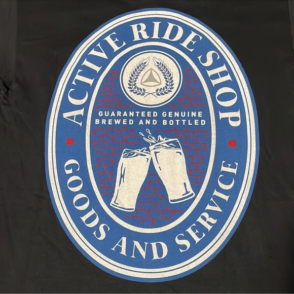Active Ride Shop Tee Shirt Black Short Sleeve Cheers Label Logo Graphic Small - Picture 3 of 7
